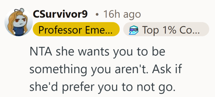 When the outfit matters more than the person wearing it, the whole plan starts to feel strange.