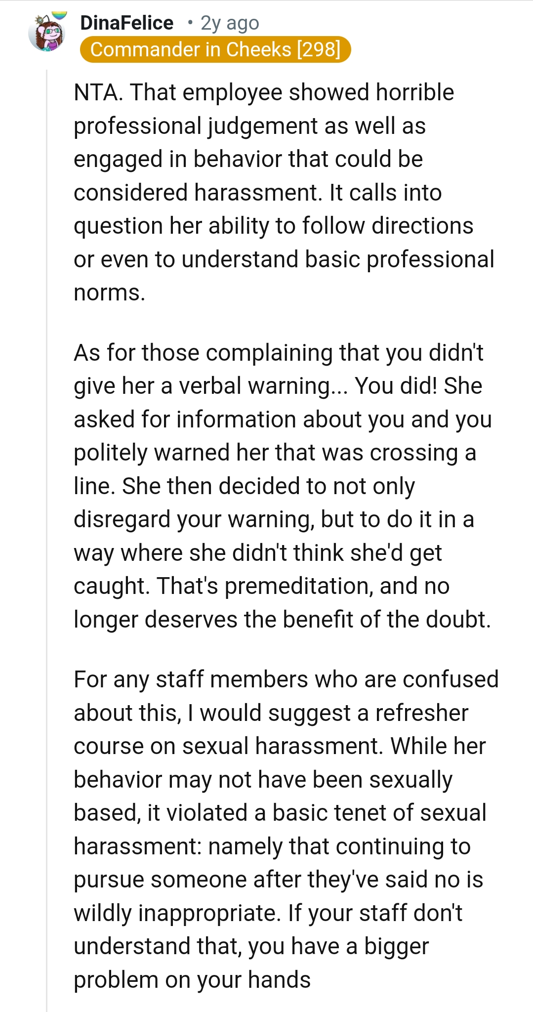 Who Said the OP Didn't Give a Verbal Warning?