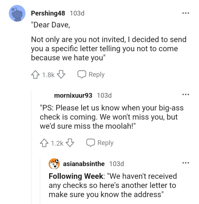 We Haven't Received Any Checks, So Here's Another Letter