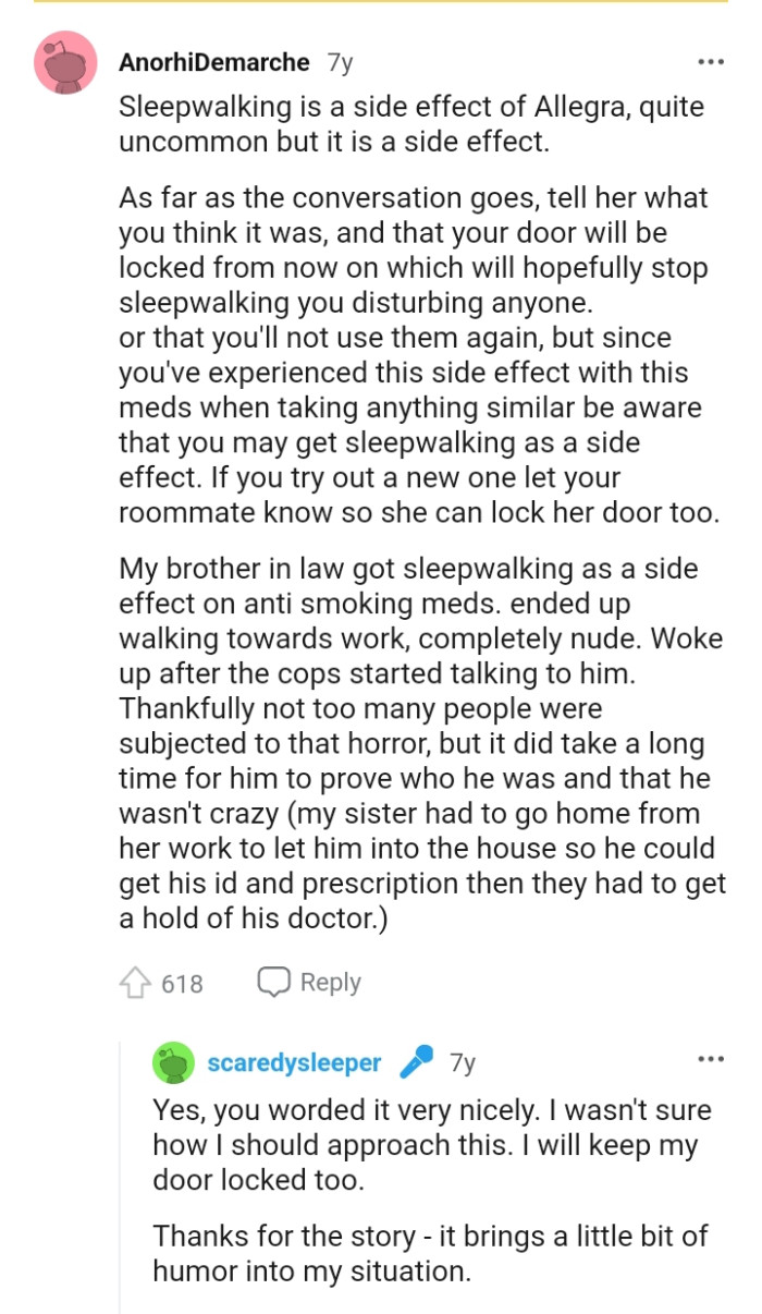 Letting the roommate know she can lock her roommate too
