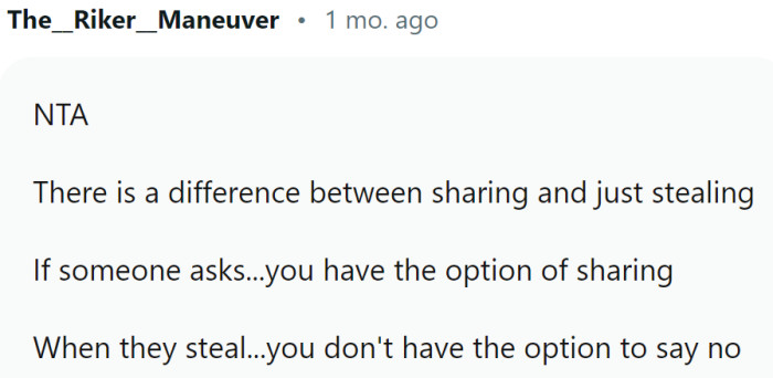 Huge difference between sharing and just stealing