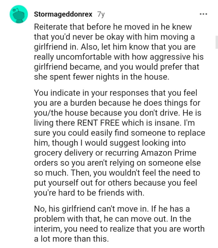 He is living there rent-free