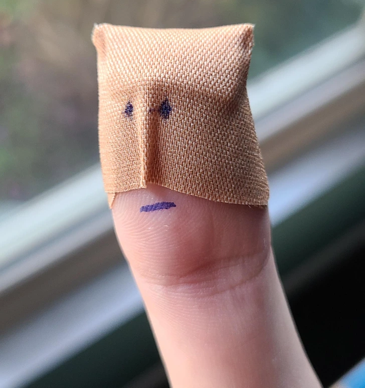 2. “Cut my finger. Realized after putting on the Band-Aid that it looked like a lame superhero.”