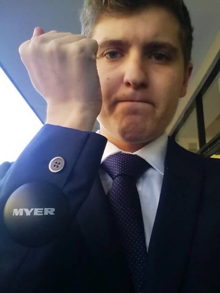 8. About to arrive for an interview in a new suit, I realized they left the tag on…