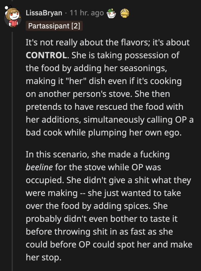 She has spice-savior complex and, apparently, an obsession with turmeric