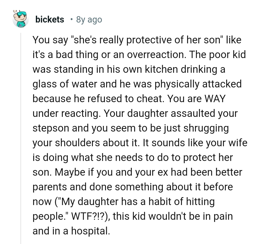 The poor kid was alone, drinking a glass of water