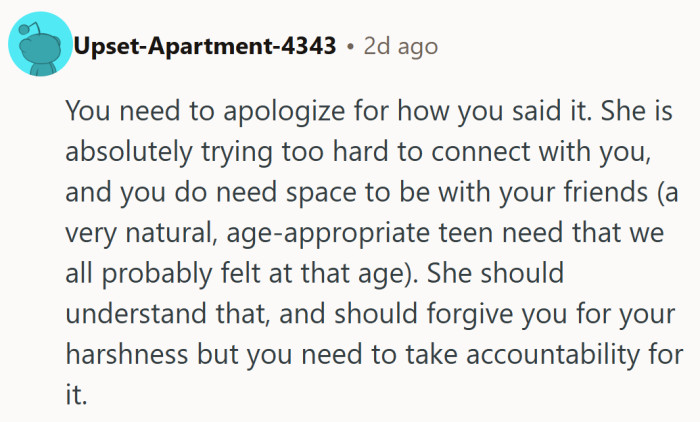 They acknowledged her effort to connect and his need for space, reminding him that taking responsibility for the tone can help repair the moment.