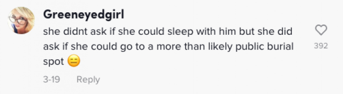 Some people also thought it was ironic how she'd ask permission for that, but obviously not to sleep with her husband.