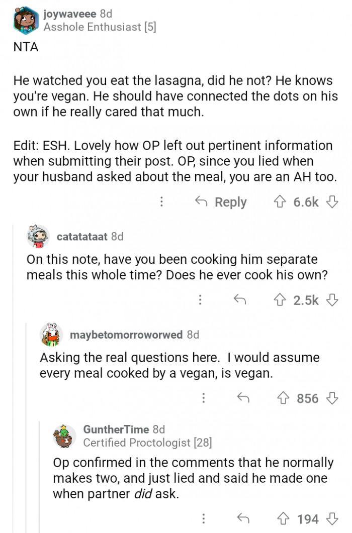 3. Being politely asked by your partner and blinding them to eat something they didn't usually eat is on the next level.