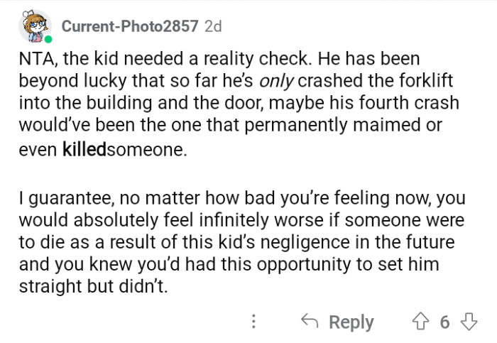 You'll feel worse if someone dies.