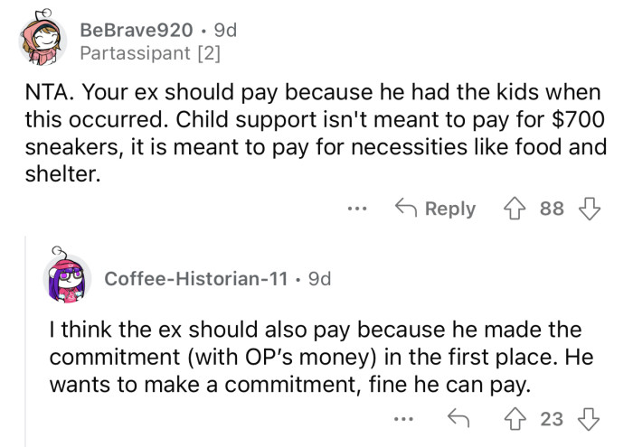 Child support is not meant to be spent on luxury goods.