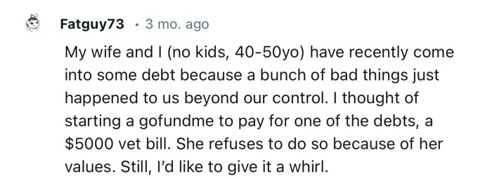 This Redditor is in a similar dilemma, and starting a GoFundMe is looking likely