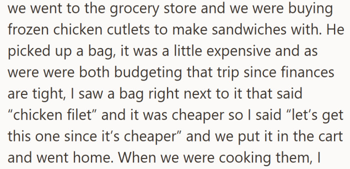 It seemed like a harmless swap — same chicken, lower price, a small win for their tight budget.