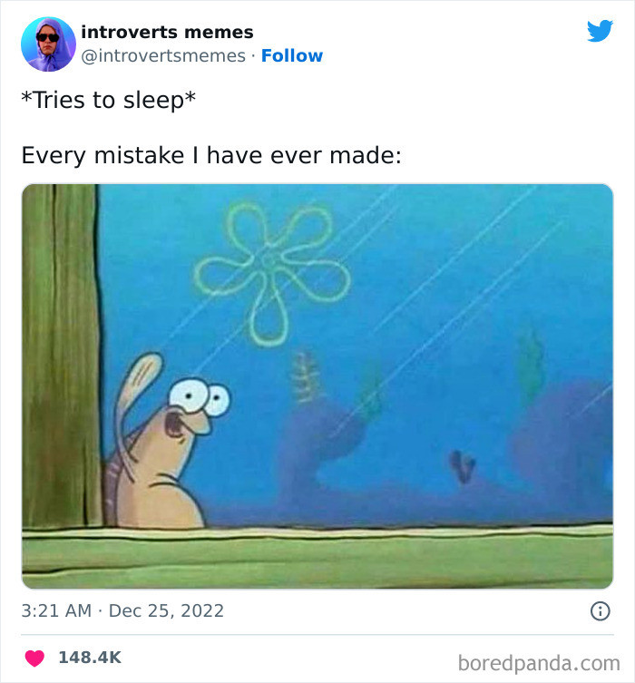 An introvert's mind before going to sleep.