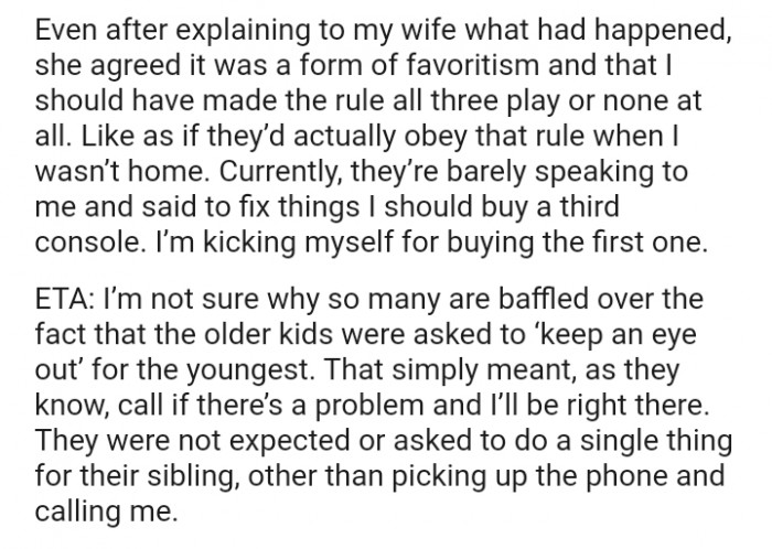 Currently, they’re barely speaking to the OP and have said he needs to fix things.