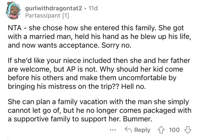 The girlfriend knew what she was getting into when she got together with OP's brother.