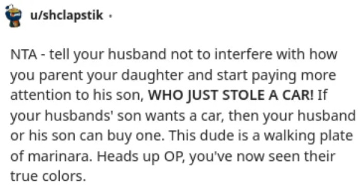 The husband should stop judging the OP and start disciplining his son.