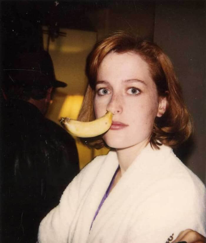3. And here we have Gillian Anderson on the set of X-Files