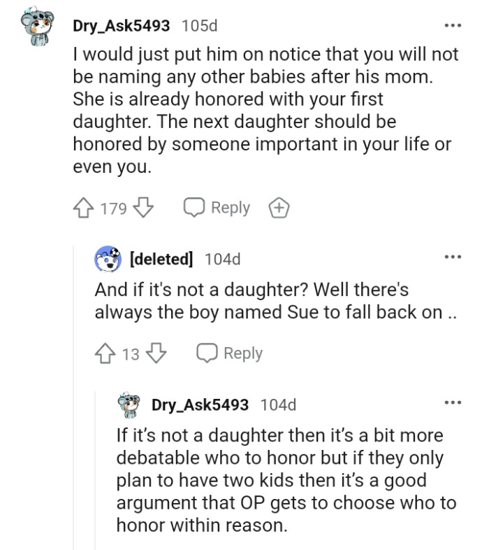 The next daughter should be honored by someone important