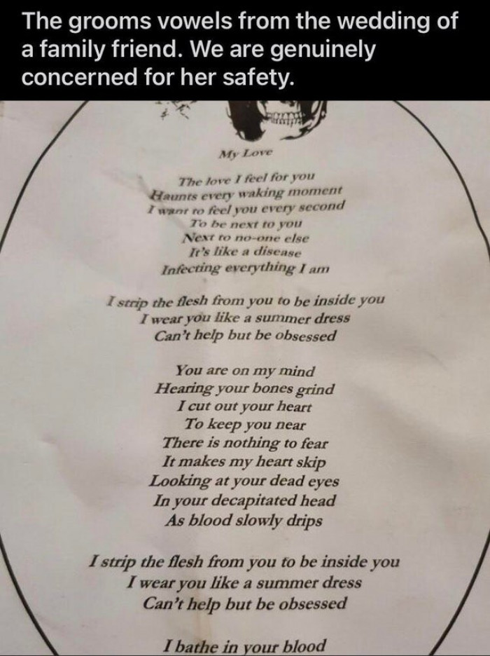 14. “These bizarre wedding vows...”