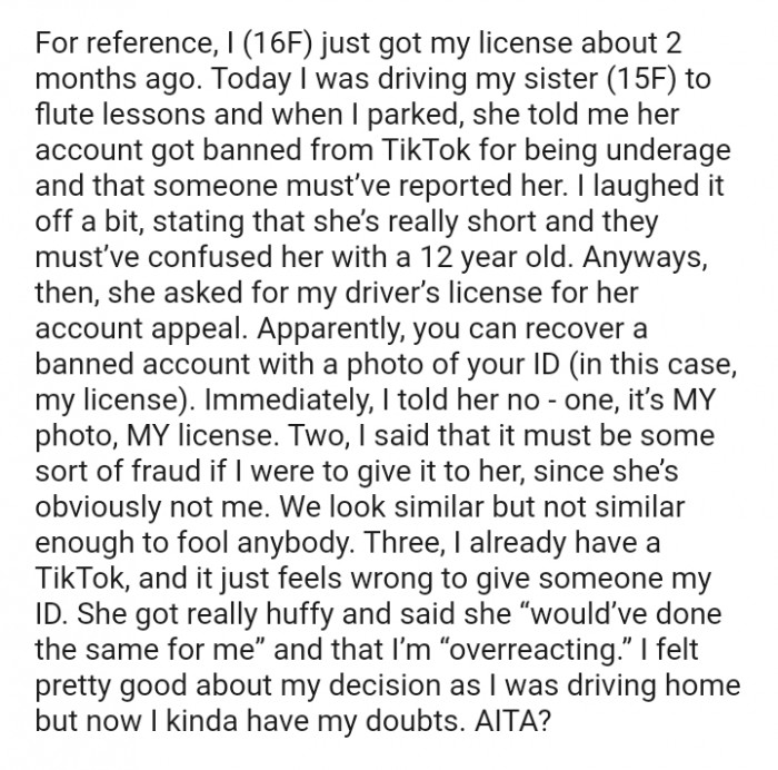 I already have a TikTok, and it just feels wrong to give someone my ID