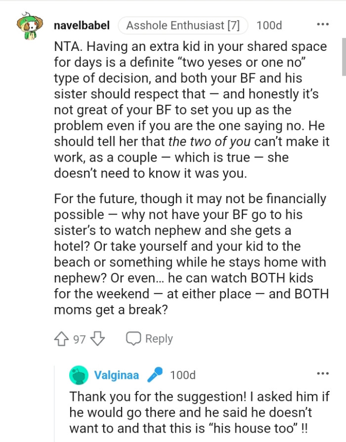 He should tell her that the two of them can't make it work