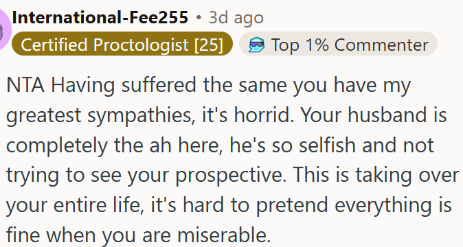 OP's husband is selfish.