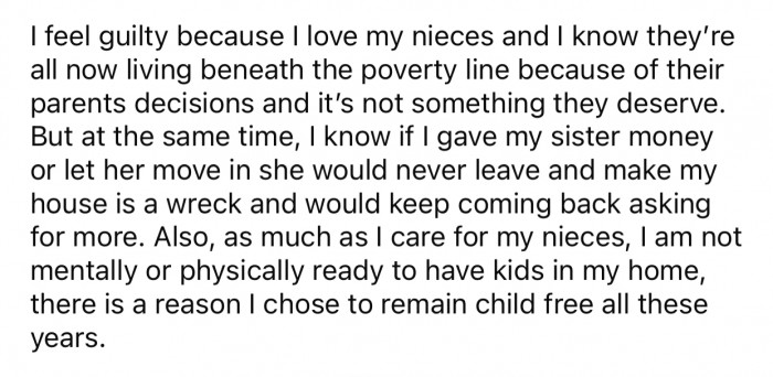 Op feared for the well-being of his nieces and felt terrible about the situation in general.