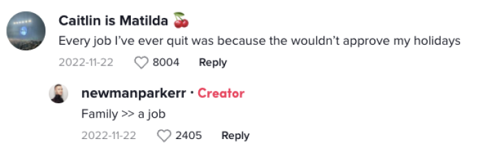 Family over your job any day, and I think that a lot of people would agree with this.