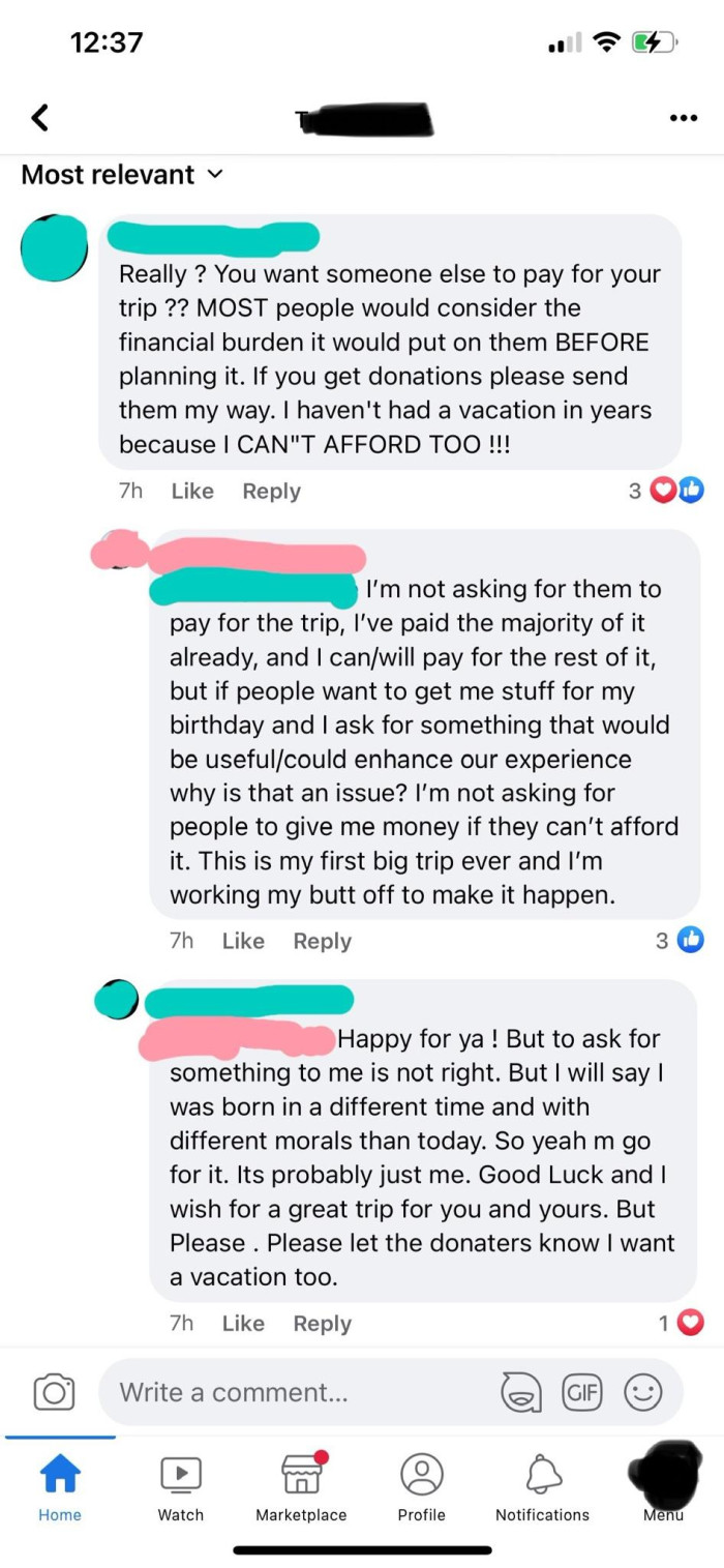 The OP received a lukewarm response to her Facebook post