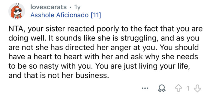 She needs to mind her business.