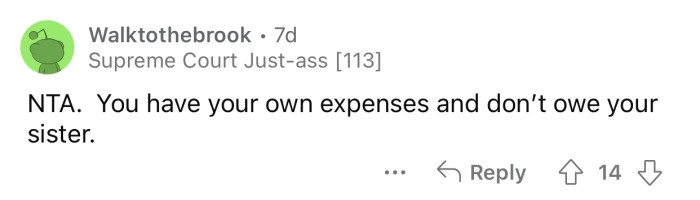 OP is allowed to focus on his own life and future.