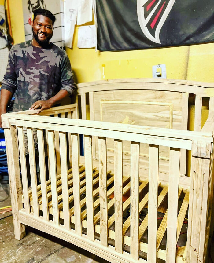 "Long Time Lurker, First Time Posting. Baby Crib For My Nephew Made Out Of Ambrosia Maple. Learned A Lot From This Build"