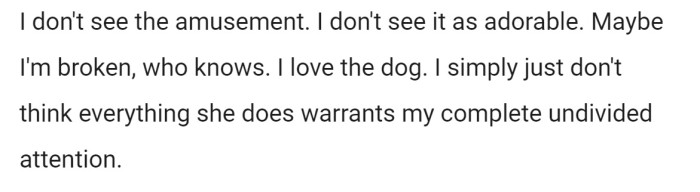 OP loves her dog, but she just does not get what her husband is so infatuated with