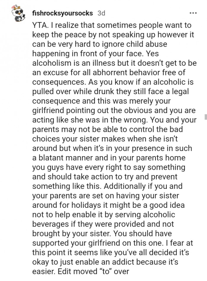 You are acting as if she was in the wrong