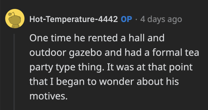 OP said she began to doubt the reason for the events when her BIL imposed a theme on it once.