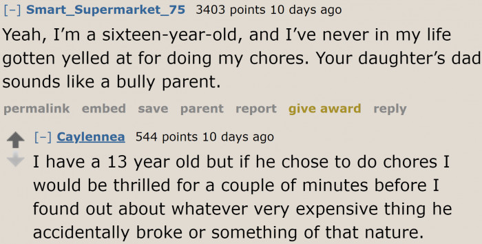 Who on earth gets yelled at for doing chores?