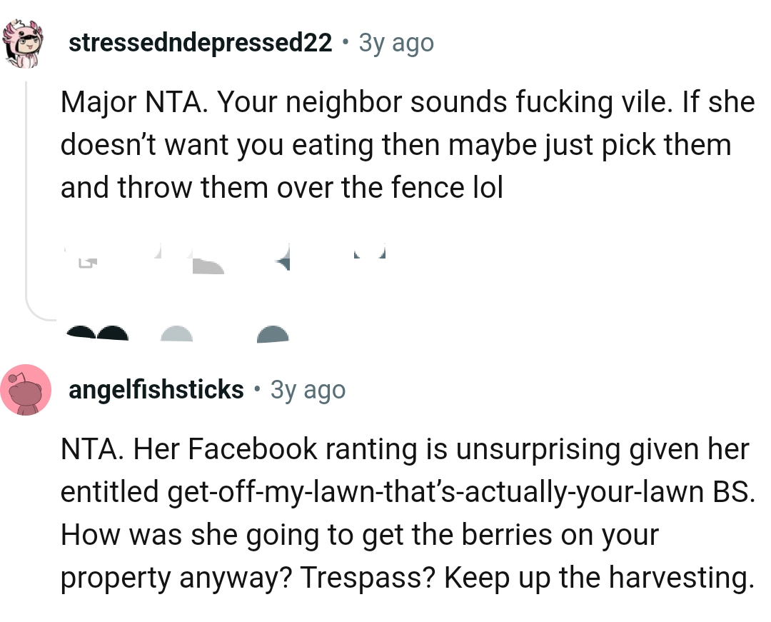 The neighbour can just pick them and throw them over the fence