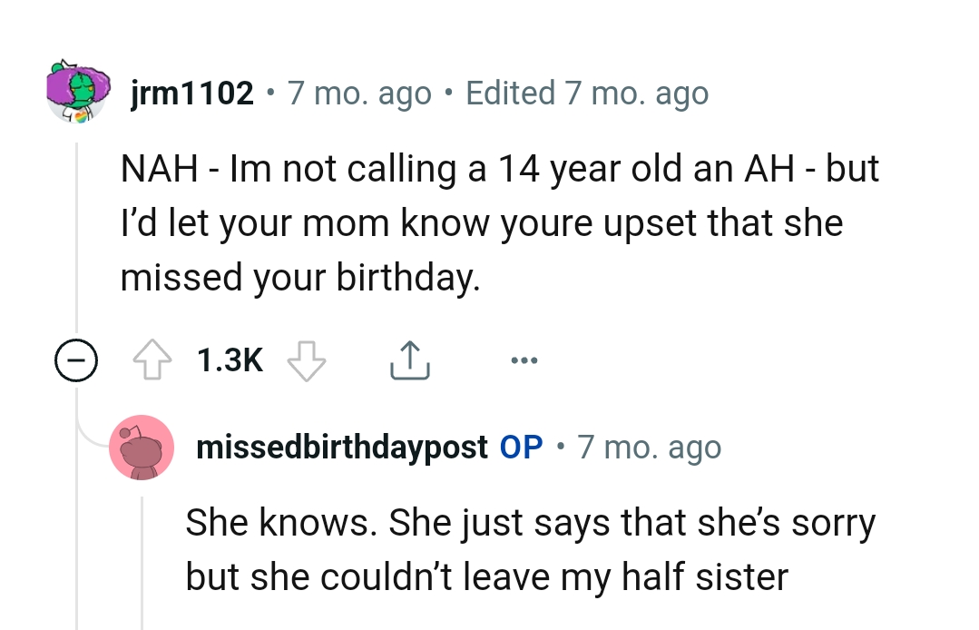 Letting the mom know she's upset