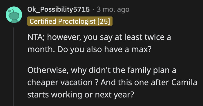 Could the babysitting schedule be adjusted to prioritize Camila's university requirements?
