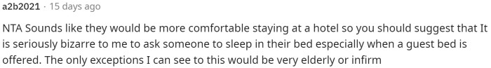 I would definitely suggest a hotel too and say that it might just not be comfortable enough for them to stay there if they're not willing to stay in the guest room.