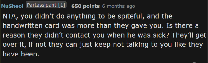 OP didn’t do anything to be spiteful