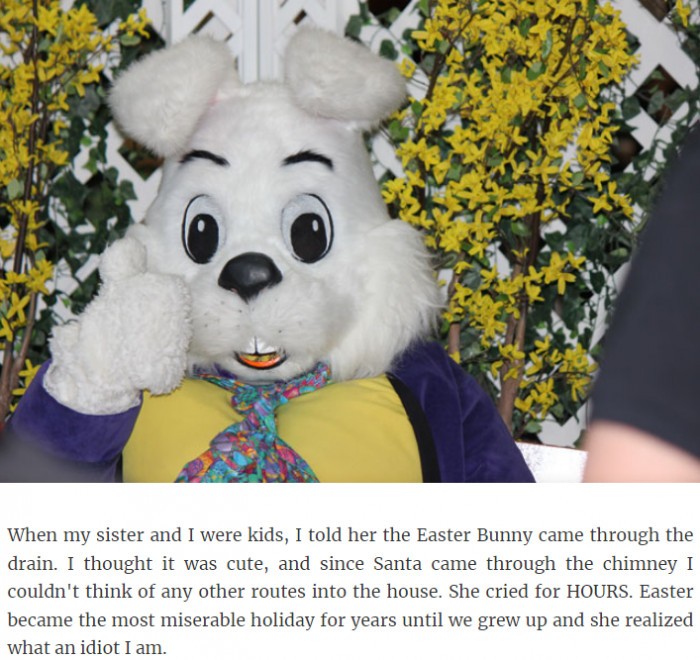 17. The Easter Bunny comes through the drain...