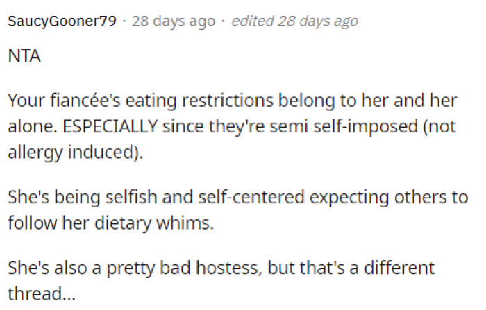 It's quite odd why she would expect this, but I know some people just want support, although the support she wants is a bit extreme.