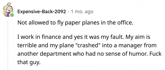 25. They only banned paper planes, right? Try making a paper bat or buying a remote-controlled plane.