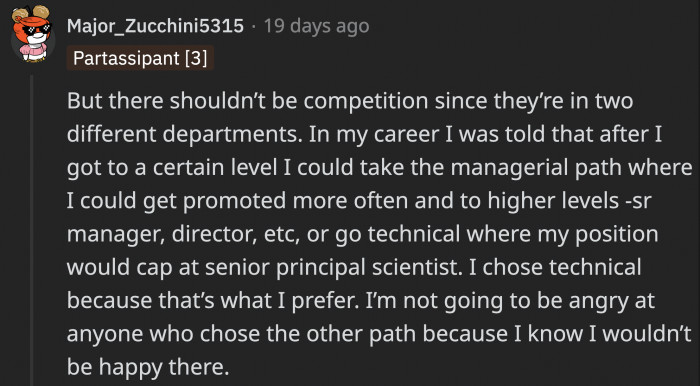 OP was bound to earn more money if he was good at his job since his department was different