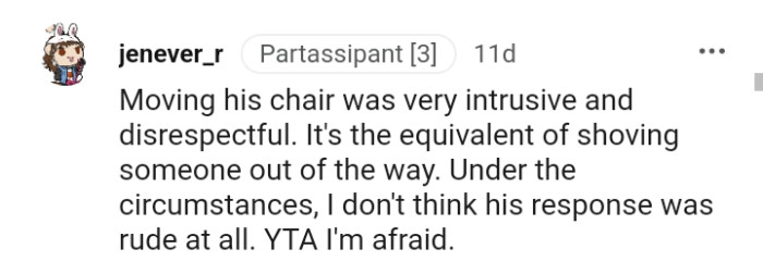 It's the equivalent of shooting someone out of the way