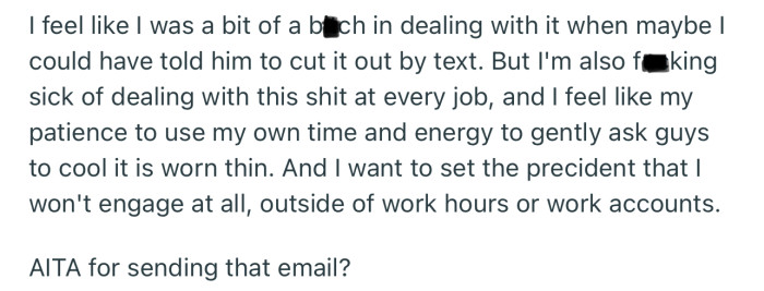 Ever since, OP has been wondering if she handled it the right way