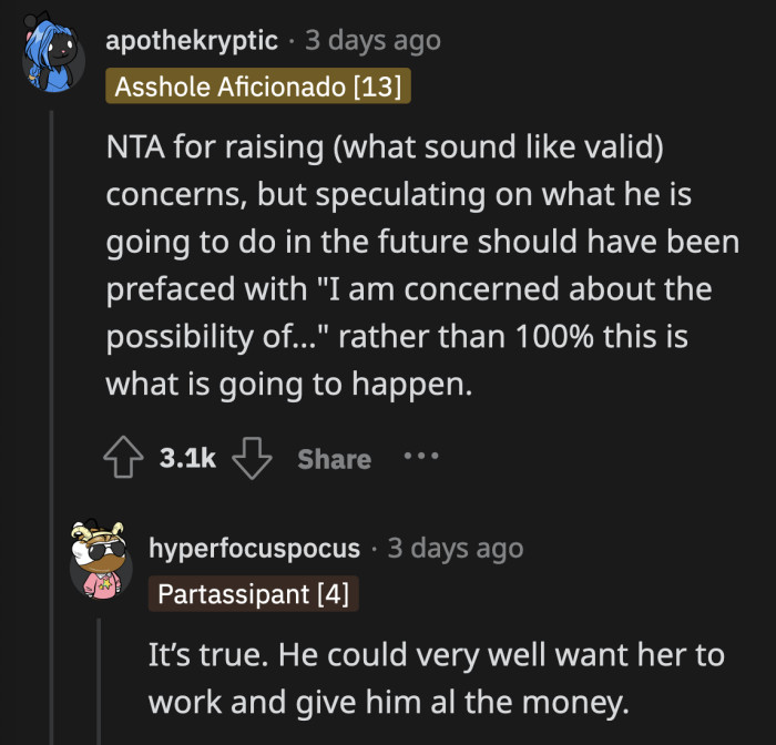 Although what she said is speculative, OP's point still stands