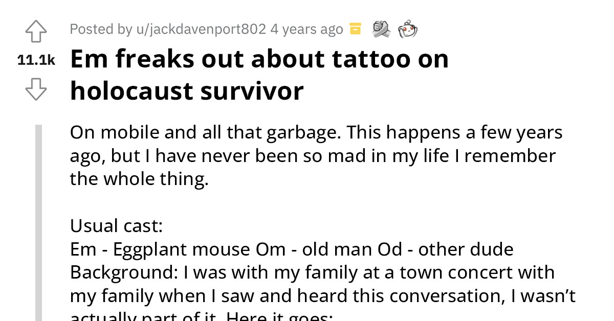 Woman Shames Old Man For Having Tattoo, Only To Discover That He's A Holocaust Survivor Who Was Marked In A Concentration Camp